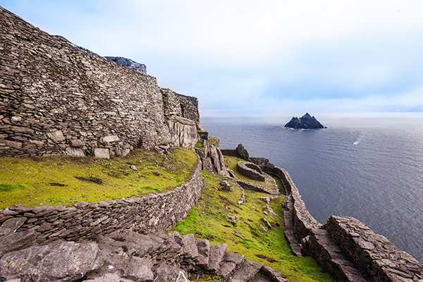Aerial view of Skellig Michael crag, Ireland