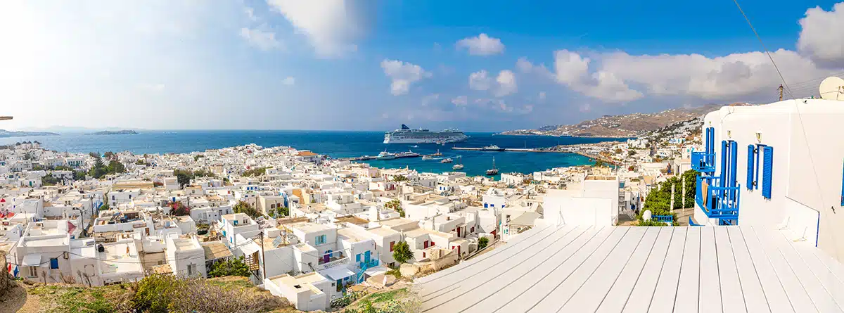 Panoramic view over Mykonos, Greece